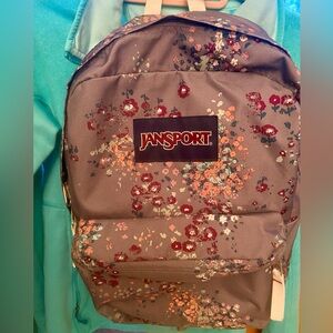 Jansport Gray Backpack with Floral Accents